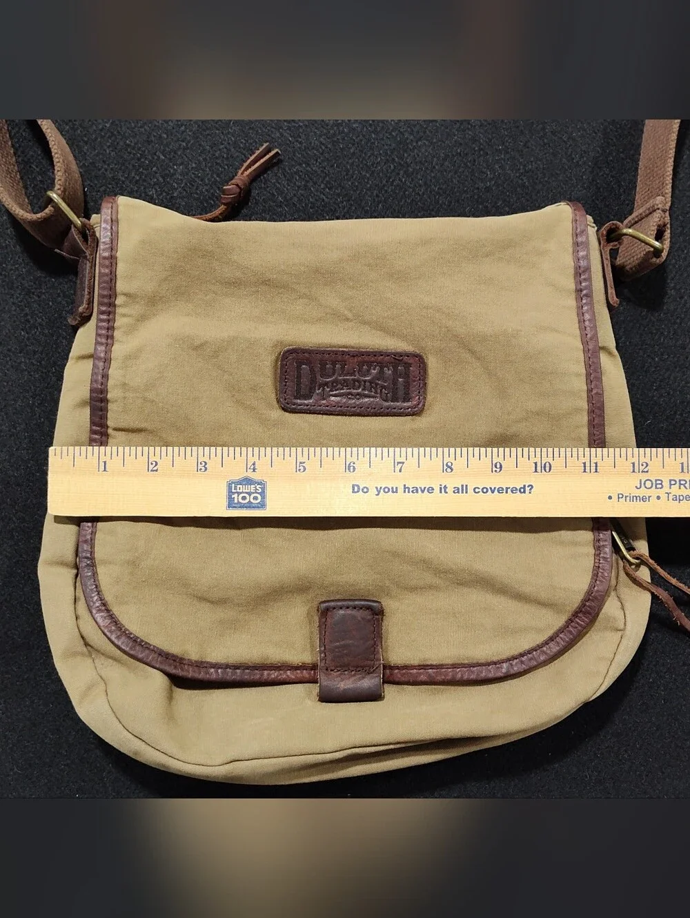 Duluth Trading Co Oil Cloth Sling Crossbody Messenger Shoulder Bag, Brown/Tan